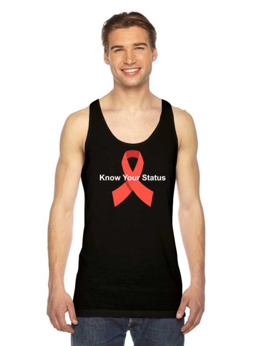 HIV Aids Know Your Status Red Ribbon Logo Tank Top
