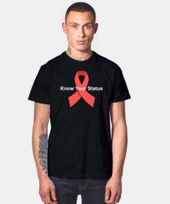 HIV Aids Know Your Status Red Ribbon Logo T Shirt