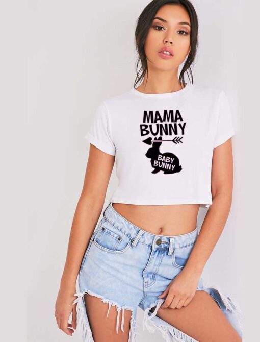 Mama Bunny Baby Bunny Easter Pregnant Crop Top Shirt