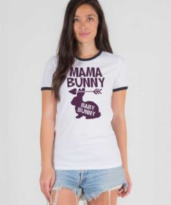 Mama Bunny Baby Bunny Easter Pregnant Ringer Tee