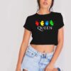 Queen Band Colorful Member Face Logo Crop Top Shirt