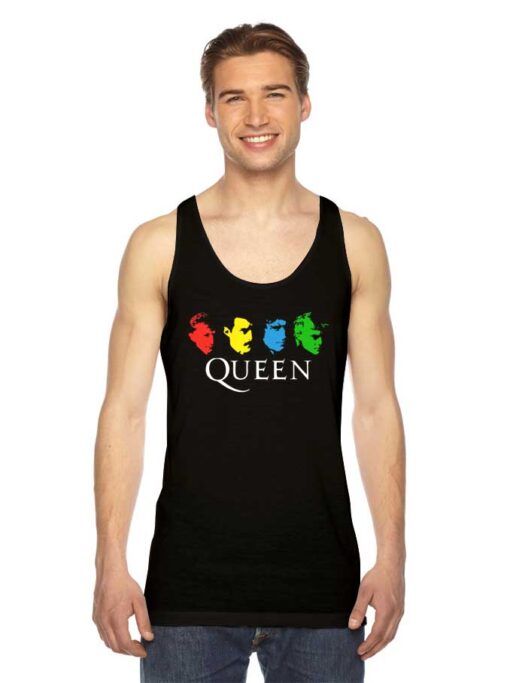 Queen Band Colorful Member Face Logo Tank Top