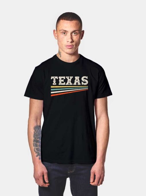 Texas Rainbow Stripes Logo Vintage T Shirt
