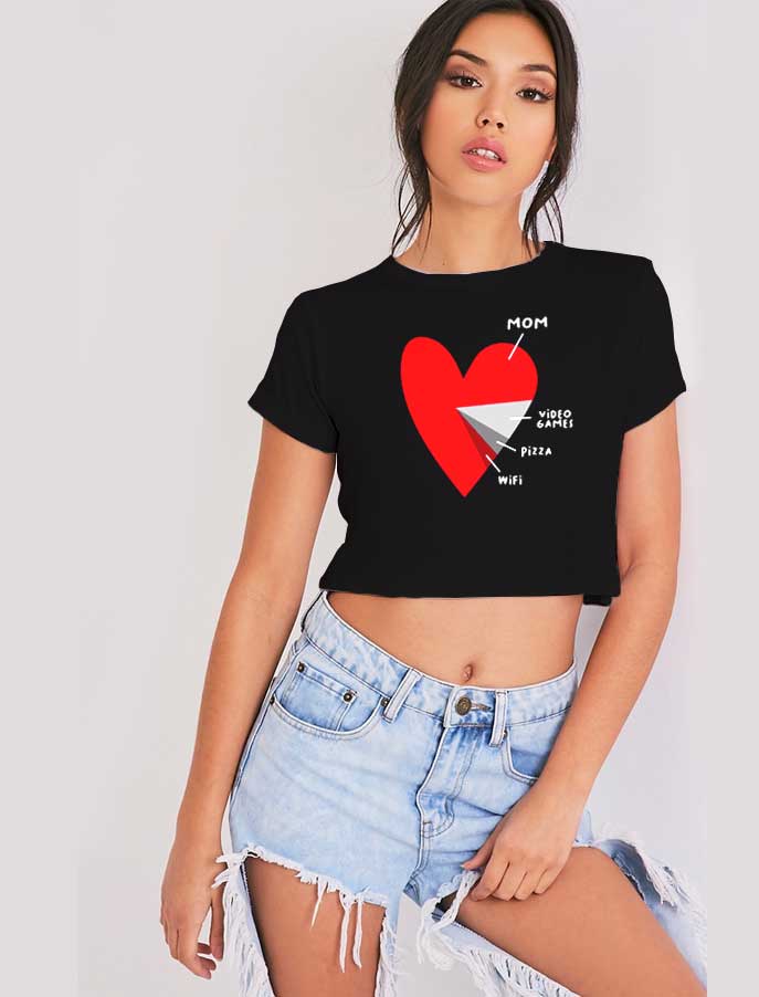Heart Percentage Mom Video Games Pizza Wifi Crop Top Shirt