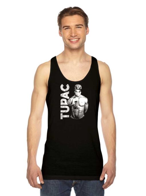 Tupac Shakur Thug Life Holding Pistol Tank Top