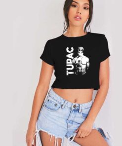 Tupac Shakur Thug Life Holding Pistol Crop Top Shirt