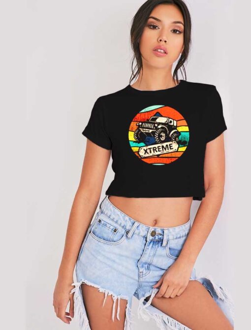 Vintage 4WD Offroad Car Extreme Logo Crop Top Shirt