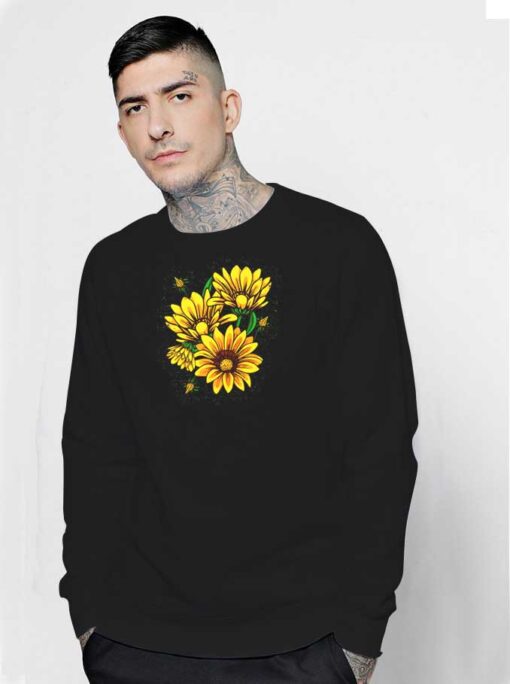 Yellow Sunflower Floral Watercolor Art Sweatshirt