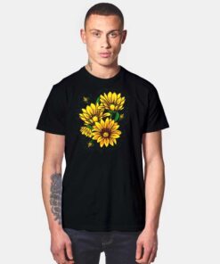 Yellow Sunflower Floral Watercolor Art T Shirt