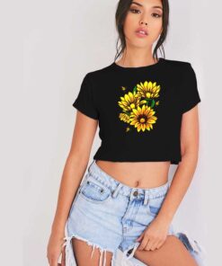 Yellow Sunflower Floral Watercolor Art Crop Top Shirt