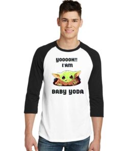 Yoooh Hello I Am Baby Yoda Quote Raglan Tee