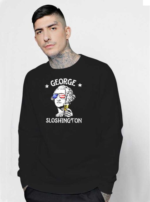 George Sloshington Washington American Flag Sweatshirt