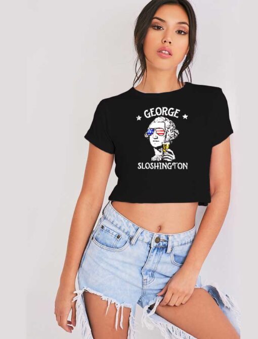 George Sloshington Washington American Flag Crop Top Shirt