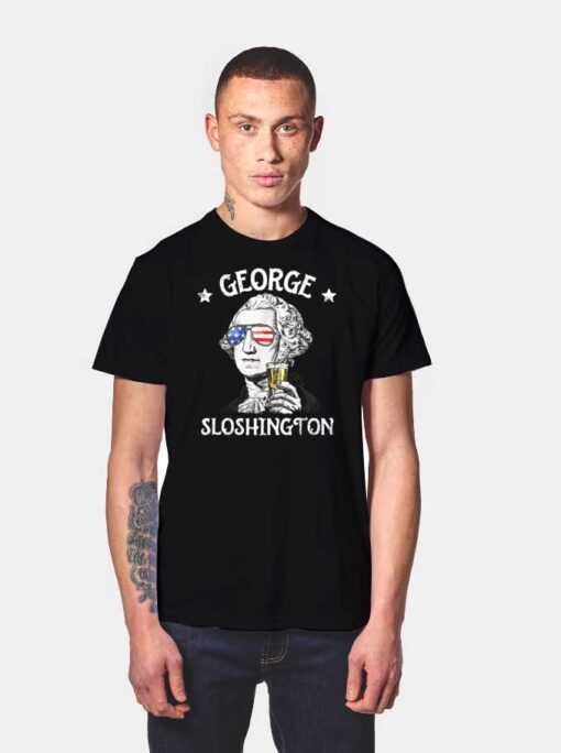 George Sloshington Washington American Flag T Shirt