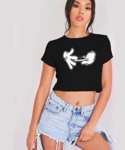 Mickey Mouse Hands Rolling Blunt Swag Crop Top Shirt