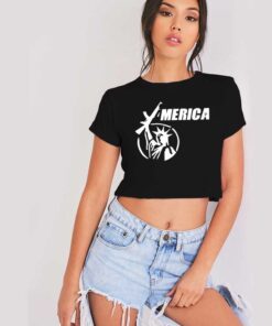 Revolution America Liberty Statue AK-47 Crop Top Shirt