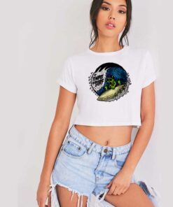 The Temple Of Surf Skeleton Surfing Crop Top Shirt
