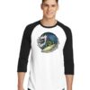 The Temple Of Surf Skeleton Surfing Raglan Tee