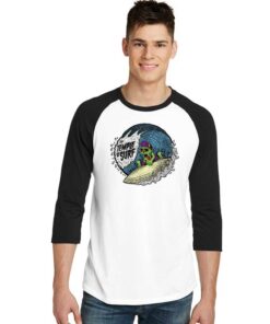 The Temple Of Surf Skeleton Surfing Raglan Tee