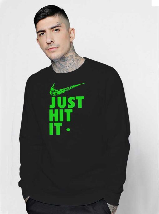 Weed Just Hit It Nike Logo Parody Sweatshirt