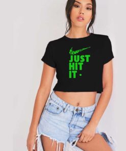 Weed Just Hit It Nike Logo Parody Crop Top Shirt