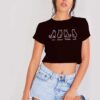Abstract Un Deux Trois Cat French Drawing Crop Top Shirt