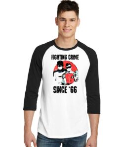 Batman Classic Fighting Crime Since 66 Raglan Tee