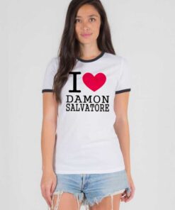 I Love Damon Salvatore Quote Ringer Tee