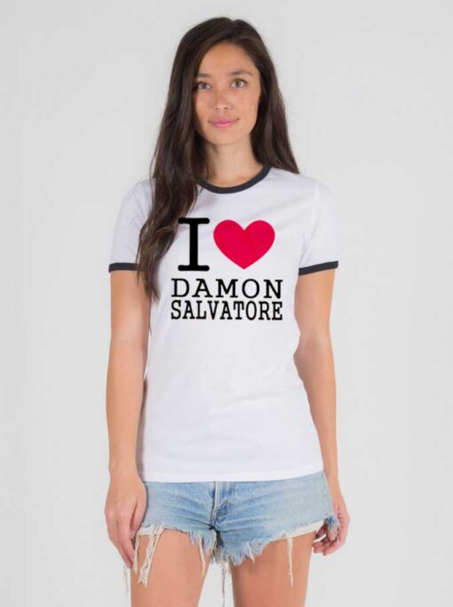 I Love Damon Salvatore Quote Ringer Tee