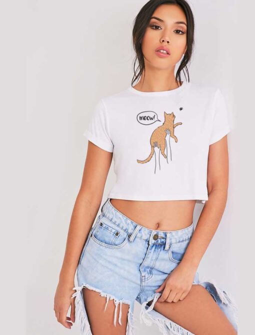 Meow Hunter Cat And Spider Crop Top Shirt