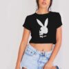 Playboy Skull Rabbit Adult Magazine Crop Top Shirt