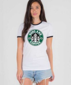 Starbucks Guns And Coffee Store Ringer Tee