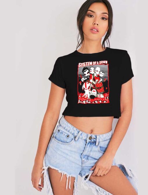 System Of A Down Cartoon Style Crop Top Shirt