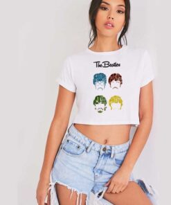 The Beatles Cartoon Head Band Crop Top Shirt