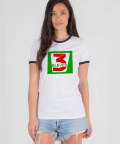 3 Eleven Logo 7 11 Inspired Parody Ringer Tee