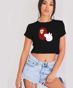 A Bathing Ape Bape Head X Peppa Pig Head Crop Top Shirt