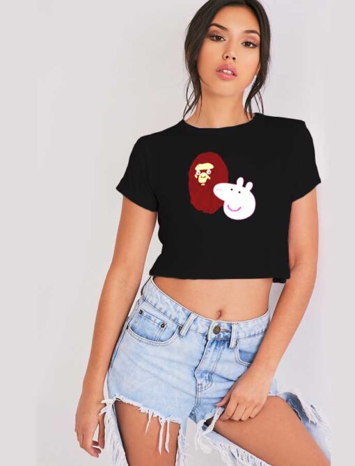 A Bathing Ape Bape Head X Peppa Pig Head Crop Top Shirt