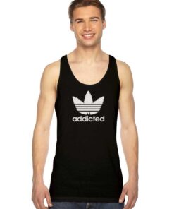 Addicted Marijuana Leaf Adidas Parody Tank Top