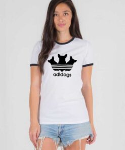 Adidogs Inspired Dog Adidas Parody Ringer Tee