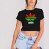 Aids Reggae Marijuana Adidas Parody Crop Top Shirt
