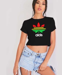 Aids Reggae Marijuana Adidas Parody Crop Top Shirt