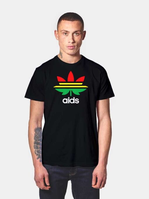 Aids Reggae Marijuana Adidas Parody T Shirt