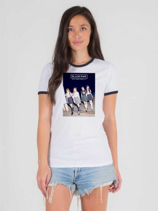 Black Pink Jisoo Jennie Rose Lisa Photo Ringer Tee