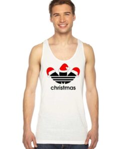 Christmas Adidas Logo With Santa Hat Tank Top