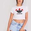 Christmas Adidas Logo With Santa Hat Crop Top Shirt