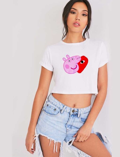 Comme Des Garcons Play X Peppa Pig Mashup Crop Top Shirt