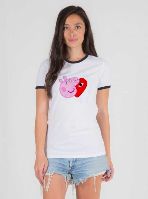 Comme Des Garcons Play X Peppa Pig Mashup Ringer Tee
