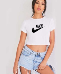 Fuck Nike Parody Middle Finger Crop Top Shirt