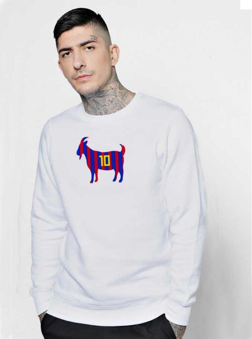 GOAT Leo Messi 10 Barca Stripes Sweatshirt