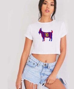 GOAT Leo Messi 10 Barca Stripes Crop Top Shirt